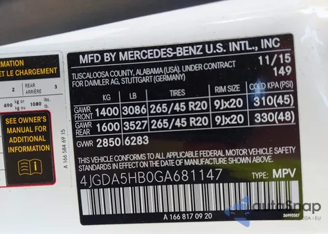 2016 Mercedes-Benz Gle 4Matic from USA, damaged, VIN 4JGDA5HB0GA681147